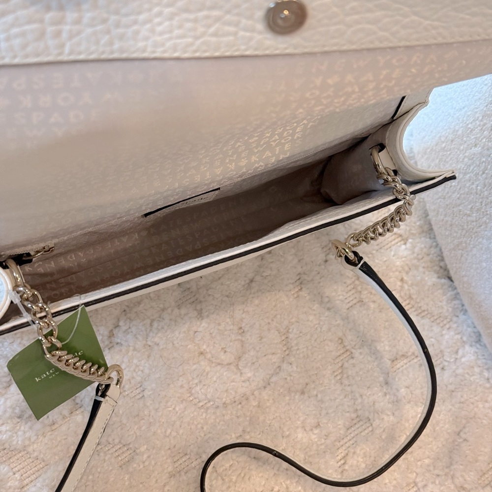 KATE SPADE NY Magnolia Crossbody Clutch Ivory Palm Leaves Kari Perri Lane NWT - Picture 4 of 8